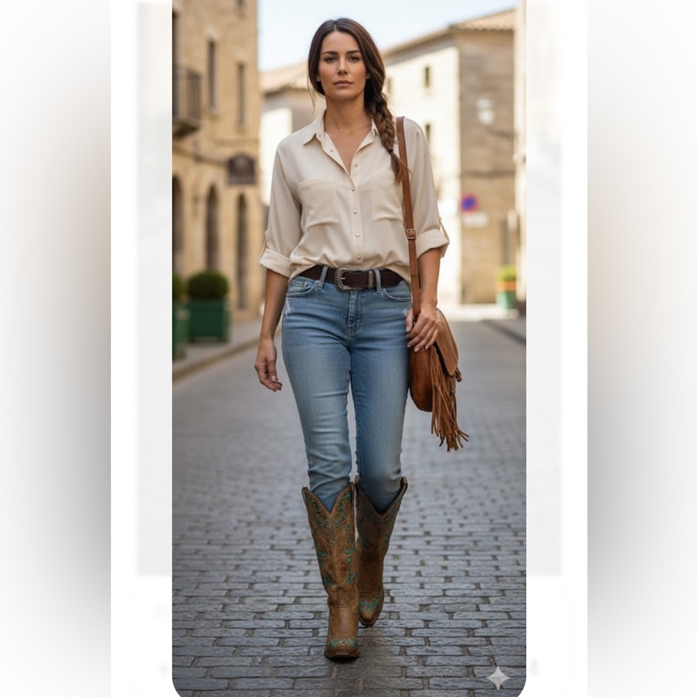 Corral Brown and Green Western Boots